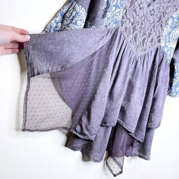 ⚡️SOLD⚡️ california moonrise boho swing hem patchwork top - size small - Picture 4 of 8